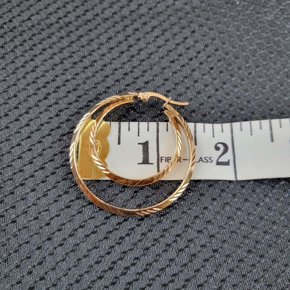**SOLD** Stainless Steel Rose Gold Double Hoop Earrings. - Picture 3 of 4